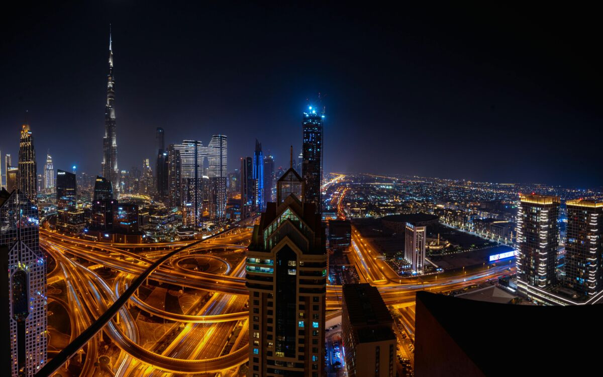 Dubai skyline at night